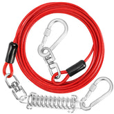 Jenico dog tie-out cable 10ft with locked carabiner for secure outdoor tethering.