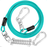 jenico dog tie out cable 10ft with locking carabiner for secure yard tether