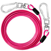 Jenico dog tie out cable 10ft enables secure yard exploration.