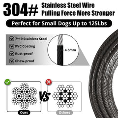Jenico dog tie out cable 30ft extended shows versatile outdoor tether for parks and trails.