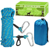 Jenico dog tie out cable 50ft blue enables safe yard play with visibility.