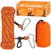 Jenico dog tie-out cable 50ft coil demonstrating compact storage and setup