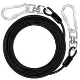 Jenico dog tie out cable coiled view, illustrating durable outdoor security for pets.
