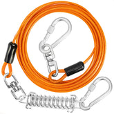 Jenico dog tie out cable with heavy-duty locking carabiner for secure outdoor use.