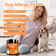 Jennandra dog allergy chews close-up shows probiotic blend for gut and immune support.