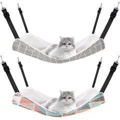 Jetec 2pcs cat hanging hammock geometry pattern for cozy resting at home.