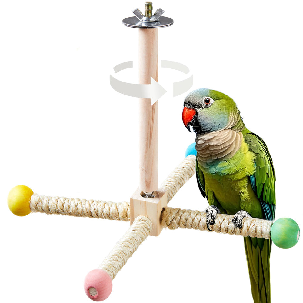 Jevnd large bird stand perch toy spins on four perches for interactive enrichment