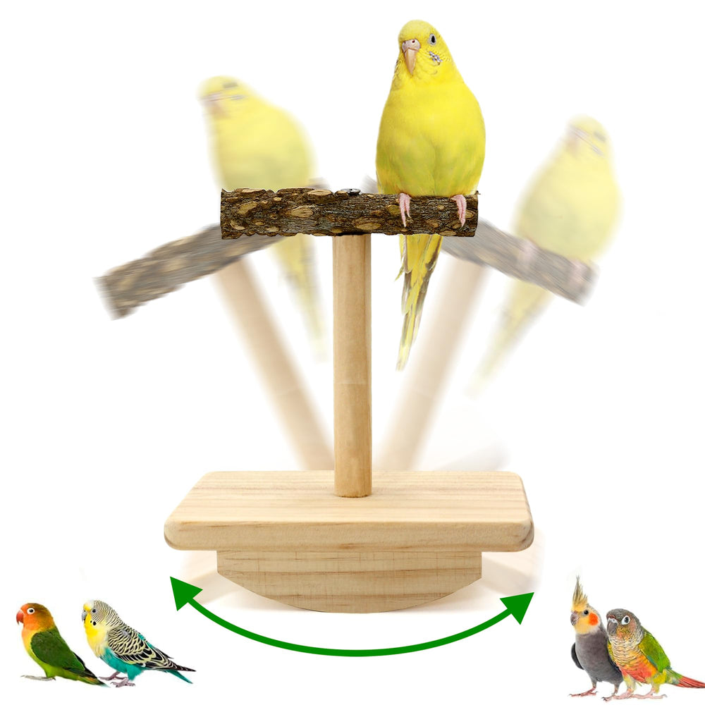 Jevnd natural wood bird perch stand with rough texture for paw grinding and chewing
