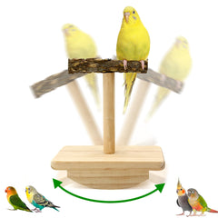 Jevnd natural wood bird perch stand with rough texture for paw grinding and chewing