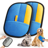 JGLXF electrostatic gloves used on a sofa for quick pet-hair cleanup