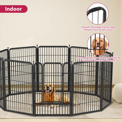 Jhsomdr dog playpen anti-slip feet and flat stakes for stable indoor or outdoor setup
