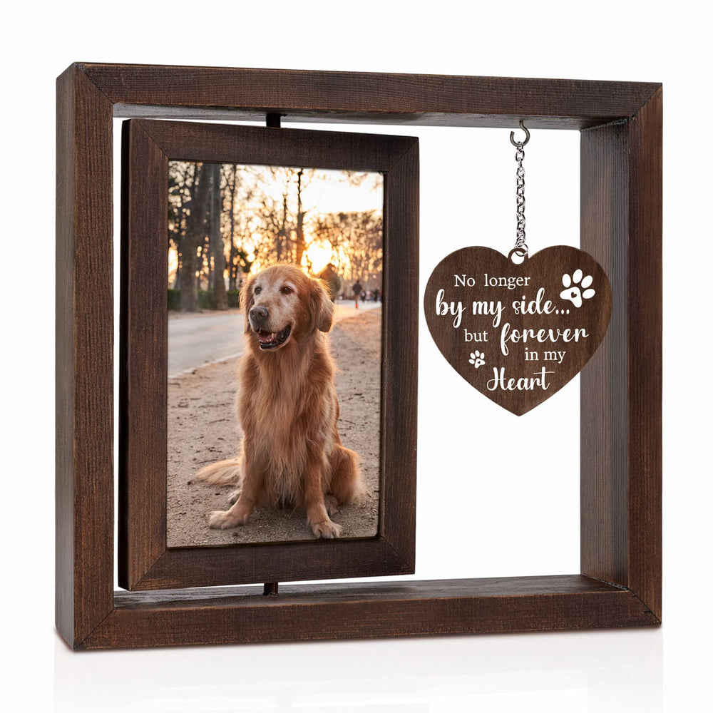 Jigfoxy dog memorial frame rotating wooden design highlights cherished 4x6 memories