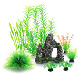 JIHAQUA resin cave rock with aquarium plants for natural-looking tank decor and fish-friendly habitat