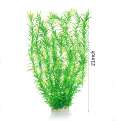 JIHAQUA 21-inch green plastic plant with sturdy base provides stable decor in fish tanks.