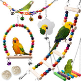 JINJINANV bird-toys parakeet-7pcs set highlights natural wood for safe playtime.