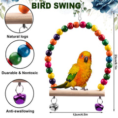 JINJINANV parakeet-perch-swing-wood image shows sturdy, adjustable play perch.