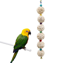 Jinkoozz Bird Chewing Toy: Sola ball assembly promotes natural chewing and foraging play.