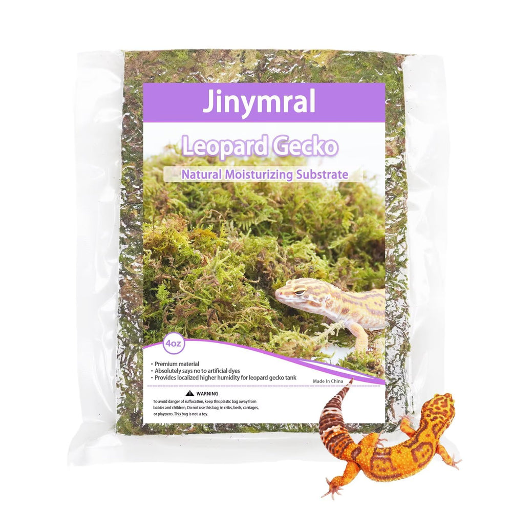 Jinymral leopard gecko substrate package ready to hydrate for fluffy terrarium bedding.