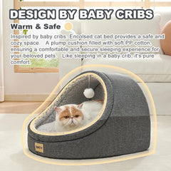 Jiupety cat cave bed inside view highlighting snug space for nap and privacy