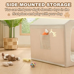 Jiupety dog bed side pocket emphasizes toy storage for playtime and bonding