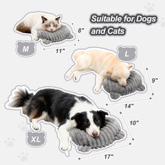 Jiupety dog calming pillow side view showing neck-supporting design for relaxed lounging