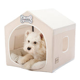 Jiupety indoor dog house frame front view shows roomy space for small pets