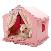 Jiupety indoor dog house frame shows sturdy 360° support for stable, comfy shelter.