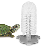 JJMOLLE Turtle Brush with three suction cups securing to tank walls for stable cleaning.