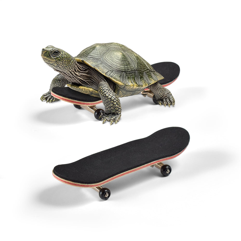 JJMOLLE Turtle Skateboard Mini side view shows durable wood and smooth rolling action for playtime enrichment.