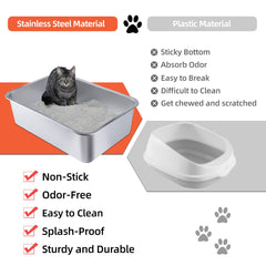 JKQADWD stainless steel litter box top view reveals expansive interior for kittens or small cats