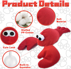 JKW lobster squeaker inside illustrates interactive sound during play.
