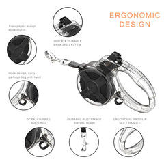JKWLBTC 13 ft leash with 360-degree rotation reduces tangles during active play.