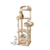 JLDUQKUM wooden cat tree 62inch tower proves sturdy for large cats and multi-cat homes