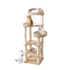 JLDUQKUM wooden cat tree 62inch tower proves sturdy for large cats and multi-cat homes