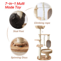 JLDUQKUM wooden cat tree handwoven nest offers cozy hideaway