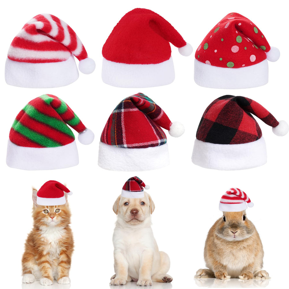 Jmkcoz pet Santa hats set with six styles for charming holiday photos.