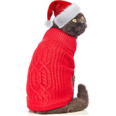 Jnancun Stretchy Cat Sweater on red cat boosts warmth for winter outings