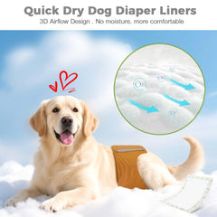 JOCCIK dog diaper liners 3D top layer keeps skin dry and comfortable.