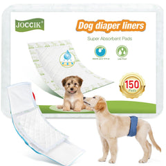 JOCCIK dog diaper liner absorbency closeup demonstrates leak protection for day and night use