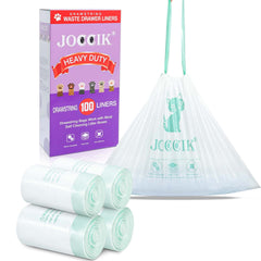 JOCCIK drawstring litter bag pack 100pcs for mess-free disposal.