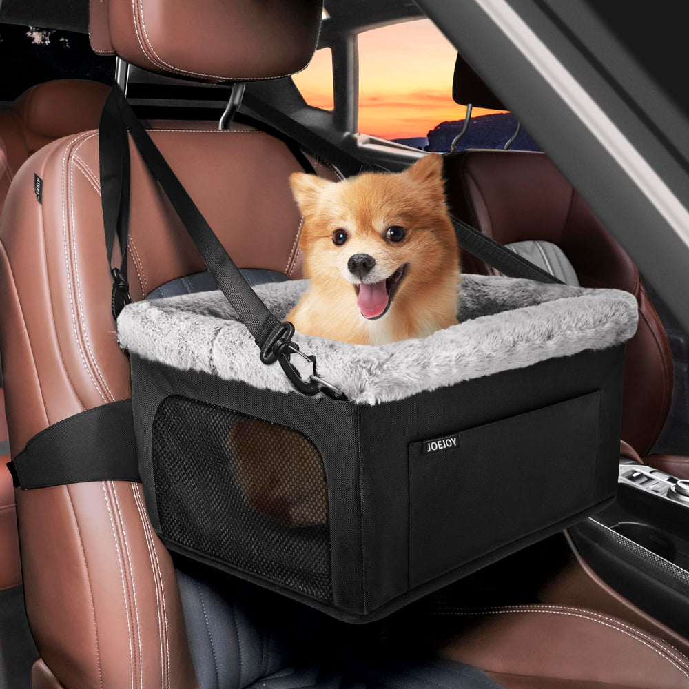 JoeJoy Deluxe Dog Booster Seat front view showing elevated window view for comfort