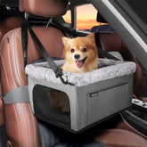 JOEJOY Deluxe dog booster seat with metal frame offers sturdy in-car support.