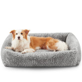 JOEJOY dog bed medium leopard fabric close-up highlights plush comfort.
