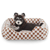 JOEJOY small-dog bed in brown rectangle with cozy plush nap space.