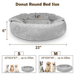 JOEJOY donut round pet bed closeup highlights soft faux fur and cozy warmth