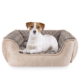 JOEJOY Rectangle Dog Bed front view beige for plush comfort and support