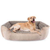JOEJOY rectangle dog bed with rose swirl faux fur for cozy naps