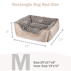 JOEJOY Rectangle Dog Bed side profile beige showing raised walls for neck support