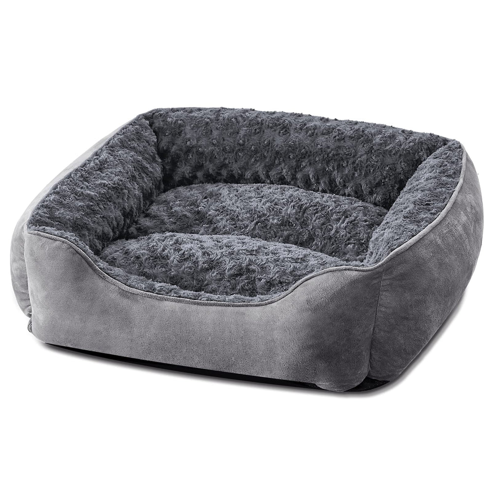 JOEJOY rectangle dog bed top view shows raised walls for head support
