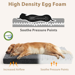 JOEJOY XL dog bed with 4-inch egg crate foam evenly distributes weight.